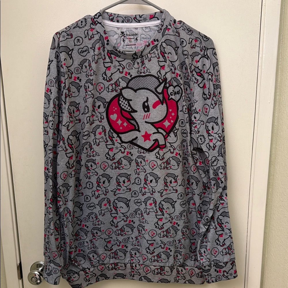 tokidoki Gray and Pink Long Sleeve Tee